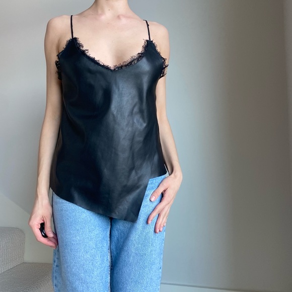 Zara faux leather top with lace - Picture 7 of 13